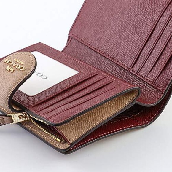 NWT - COACH Medium Corner Zip Wallet -  6390 Crossgrain Leather/Gold/Taupe $198 - Picture 8 of 9